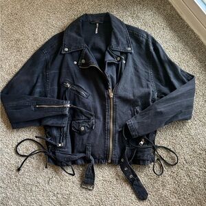 Free People Denim Moto Jacket